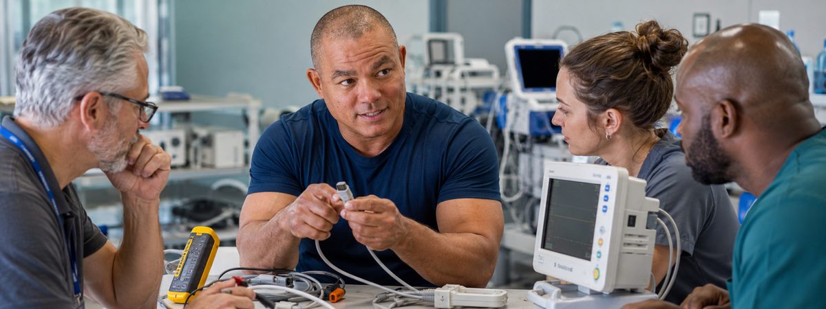 Biomedical instructor leads cable inspection training Biomedical instructor leads cable inspection training