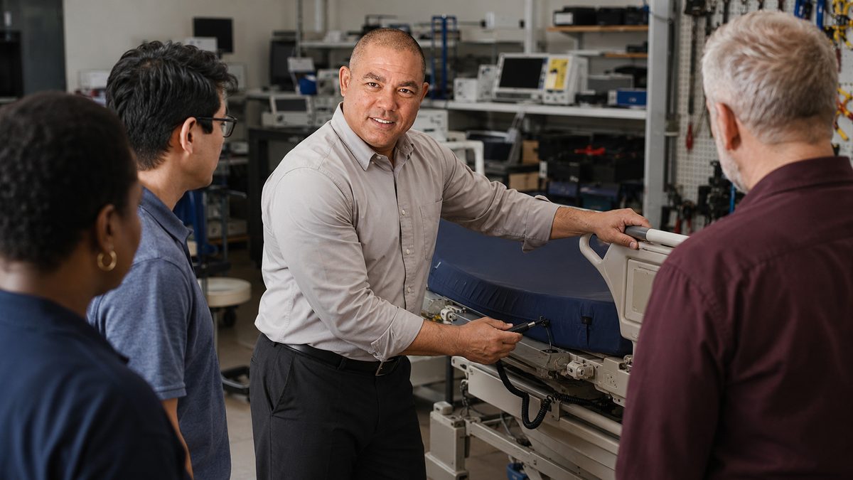 Biomedical Instructor Teaches Hospital Bed Repair Biomedical Instructor Teaches Hospital Bed Repair