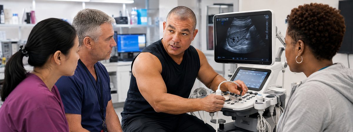Devin and specialist troubleshoot ultrasound equipment Devin and specialist troubleshoot ultrasound equipment