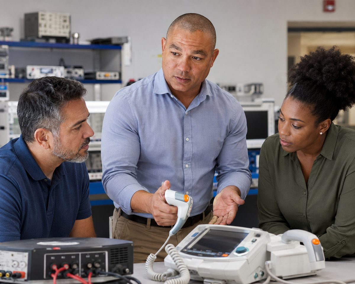 Devin Leads a Defibrillator Testing Workshop Devin Leads a Defibrillator Testing Workshop