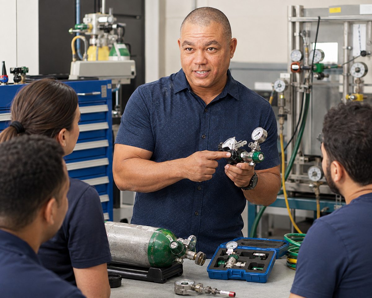 Hands on medical gas equipment inspection Hands on medical gas equipment inspection