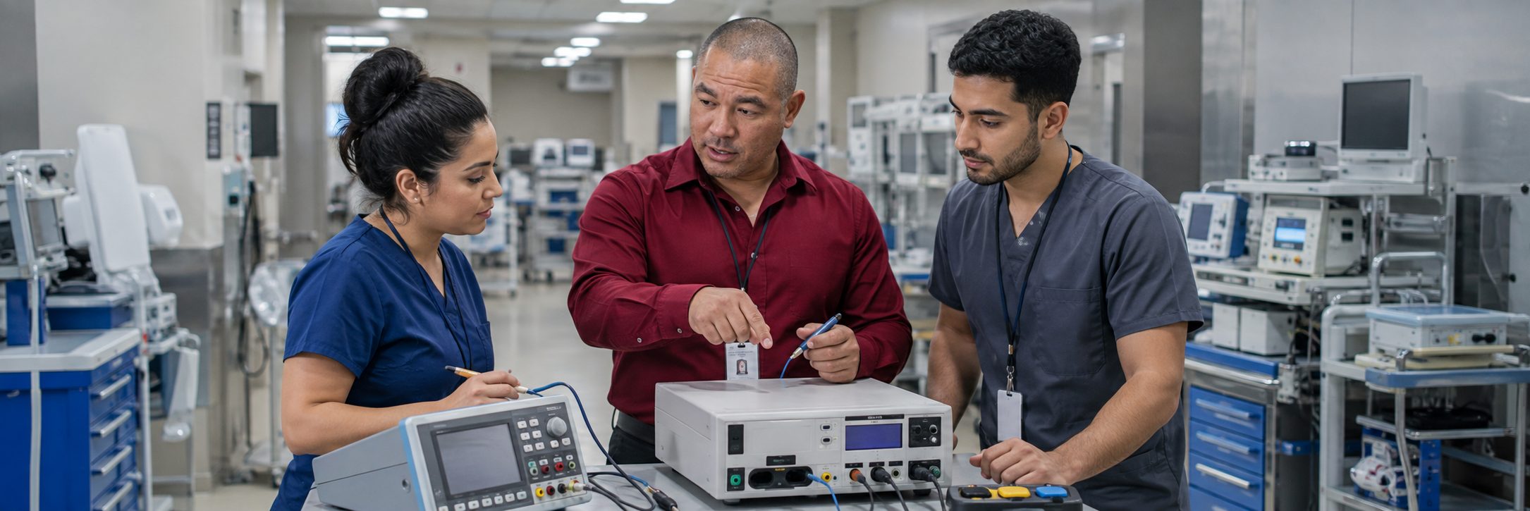 Anesthesia machine preventive maintenance | BiomedRx HTM services Biomedical equipment technicians performing anesthesia machine preventive maintenance