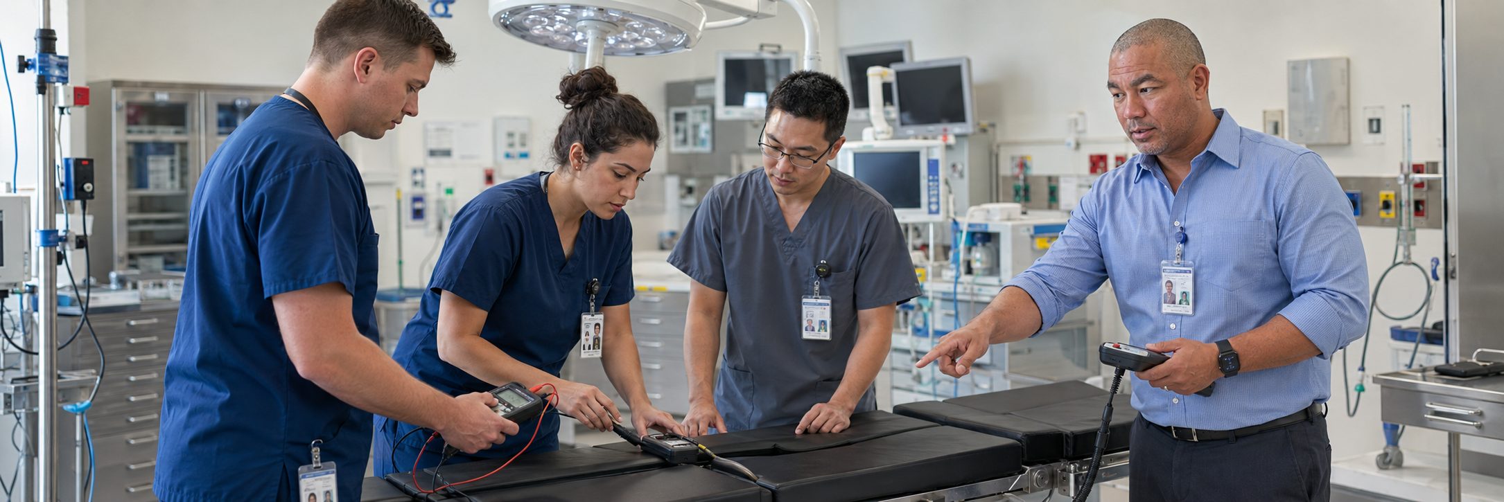 Anesthesia machine service training for biomedical technicians | BiomedRx Biomedical equipment technicians training on anesthesia machine service procedures