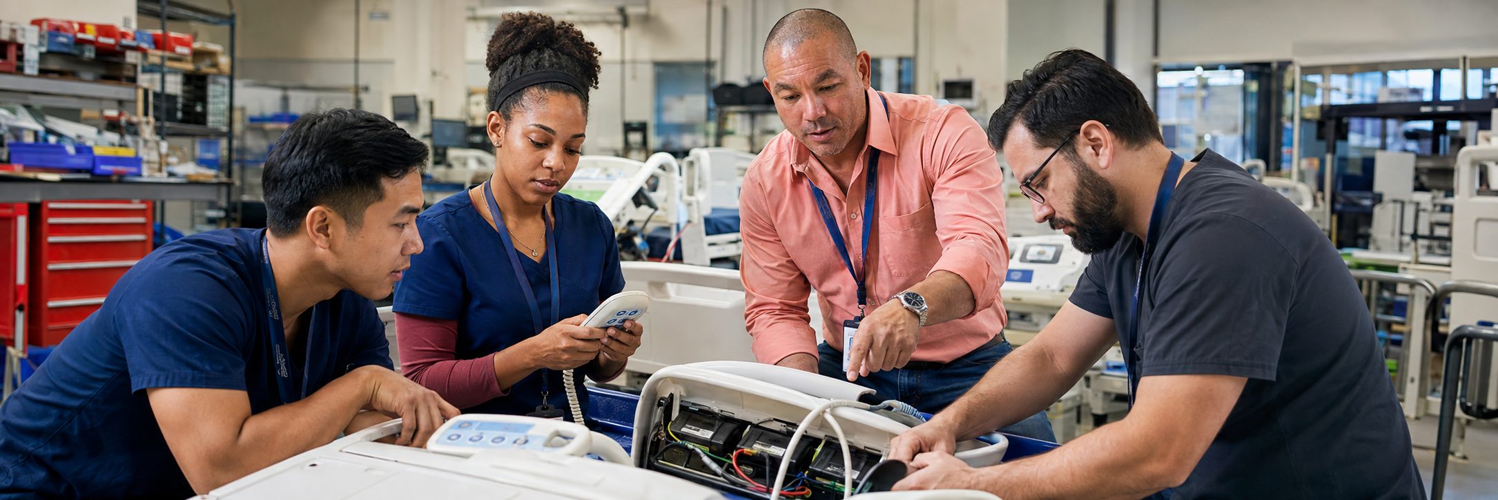 Anesthesia machine service training for biomedical technicians | BiomedRx Biomedical equipment technicians training on anesthesia machine service procedures