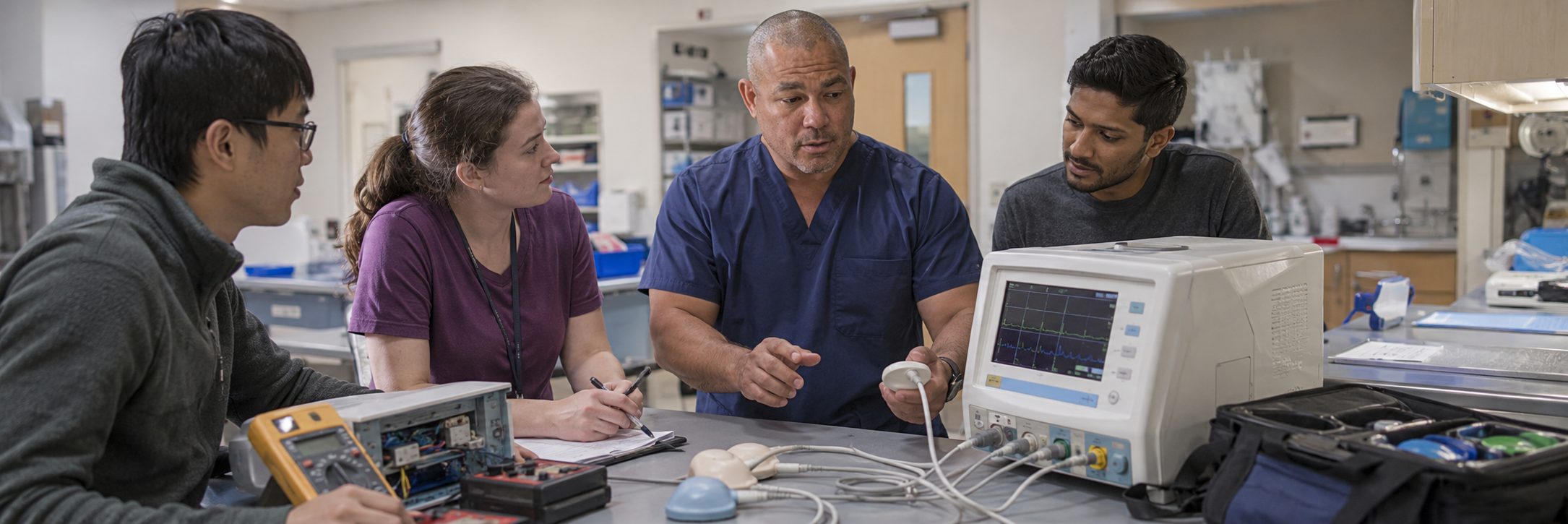 Defibrillator testing and analyzer verification | BiomedRx HTM services Defibrillator and patient monitor testing with a defibrillator analyzer and multimeter