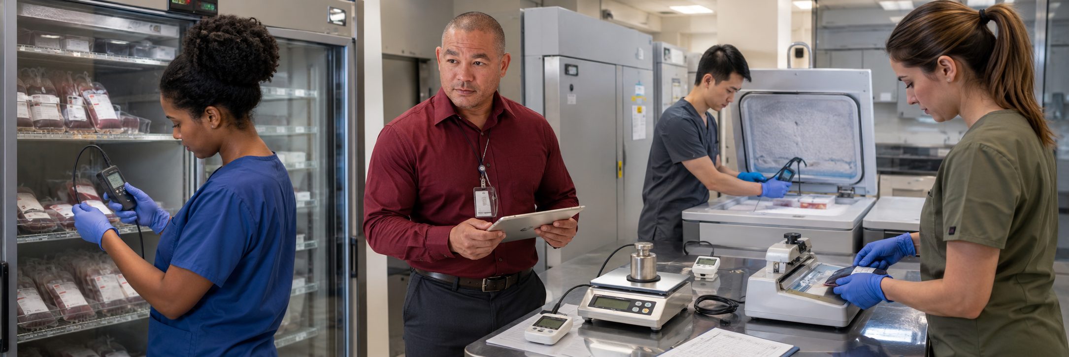 Operating room surgical light inspection and service | BiomedRx HTM services HTM technicians inspecting operating room surgical lights during scheduled service