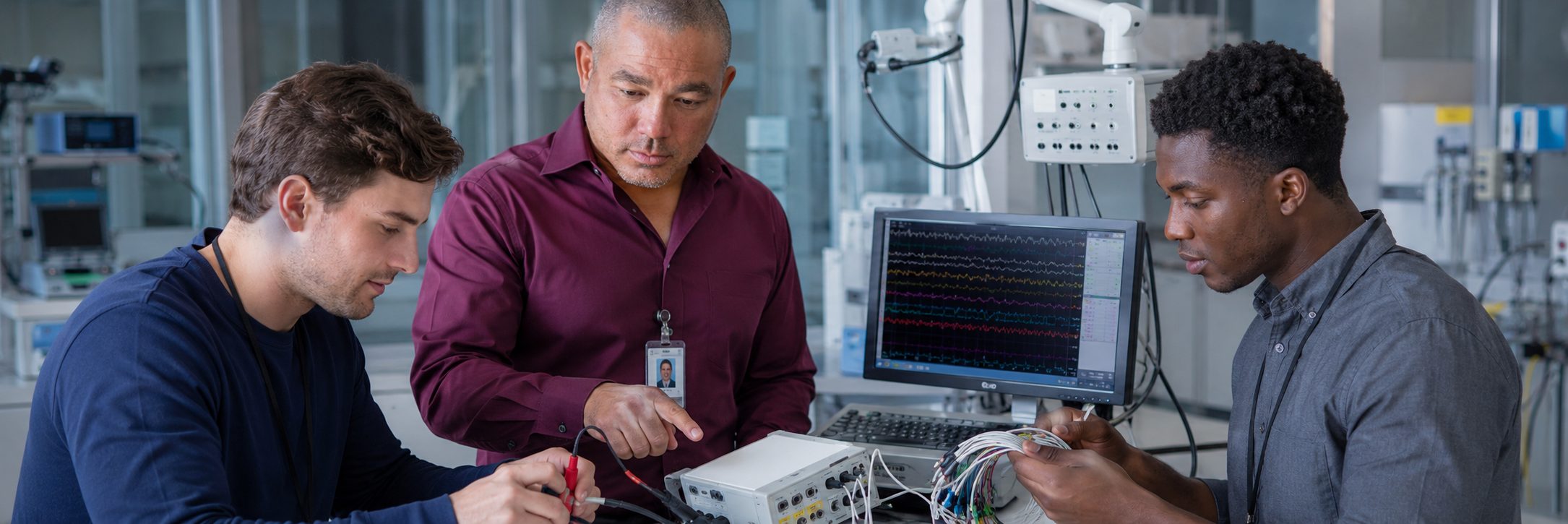 Operating room surgical light inspection and service | BiomedRx HTM services HTM technicians inspecting operating room surgical lights during scheduled service